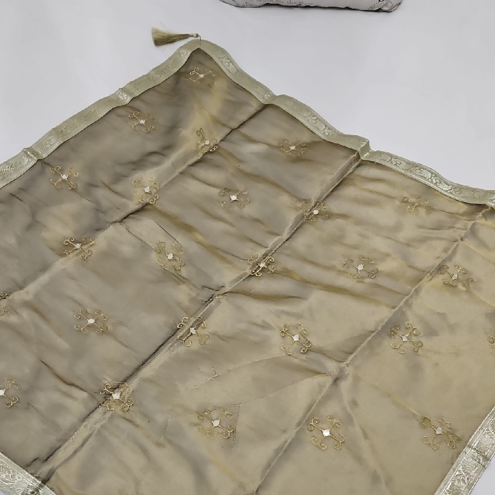 Elegant Gold Embroidered Tablecloth